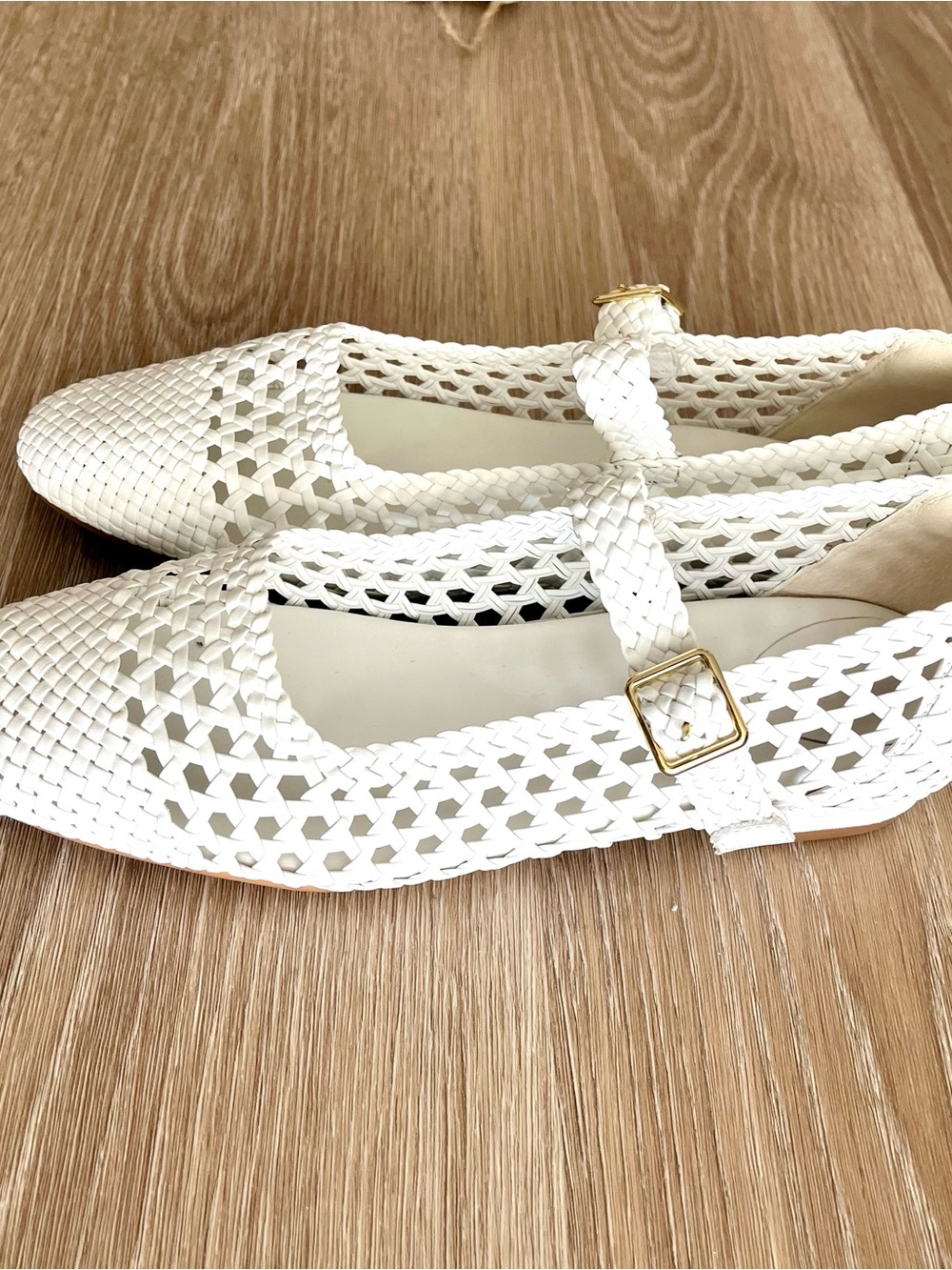 Bared Footwear White Woven Leather Flats size 38-39